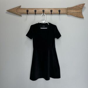 Art Class | Black Ribbed Velvet Mock Neck Short Sleeve Flare Dress XS 4/5 Girls